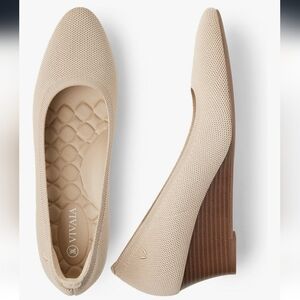 Elegant TAMIA  Beige VIVAIA Wedge Shoes SIZE 6
